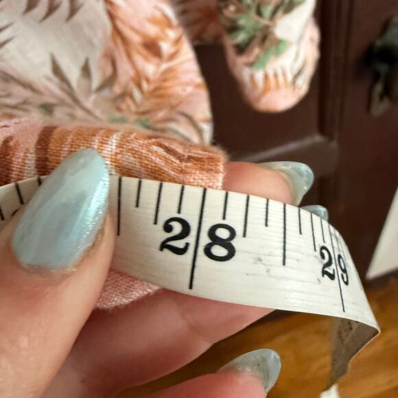 J.JILL | Pink and Green Tropical Print Linen Bell Sleeve Flounce Shirt Large - Picture 8 of 8